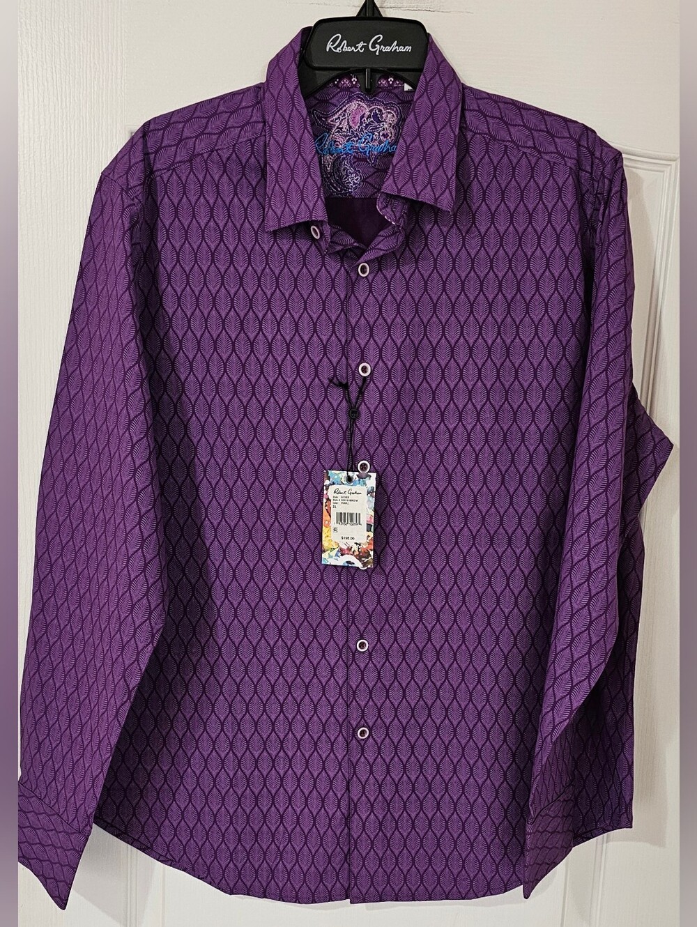 Robert Graham Purple Leaf-Print Shirt
